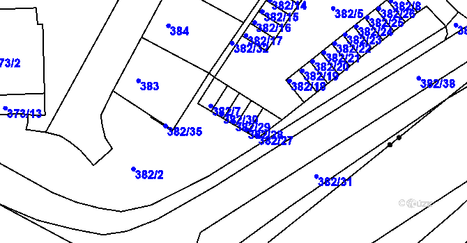 Parcela st. 382/29 v KÚ Chomutov II, Katastrální mapa