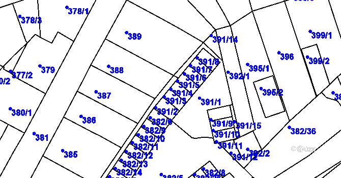 Parcela st. 391/4 v KÚ Chomutov II, Katastrální mapa