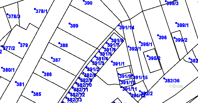 Parcela st. 391/5 v KÚ Chomutov II, Katastrální mapa