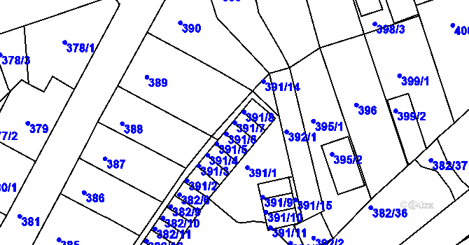 Parcela st. 391/7 v KÚ Chomutov II, Katastrální mapa