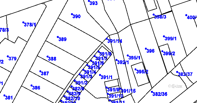 Parcela st. 391/8 v KÚ Chomutov II, Katastrální mapa