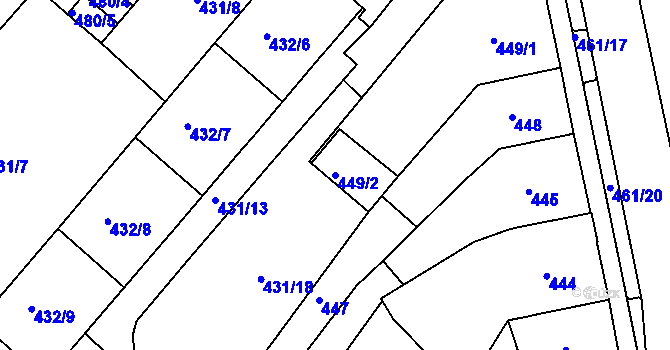 Parcela st. 449/2 v KÚ Chomutov II, Katastrální mapa