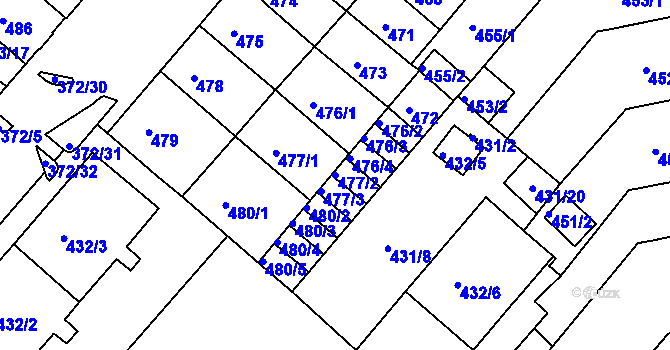Parcela st. 477/2 v KÚ Chomutov II, Katastrální mapa