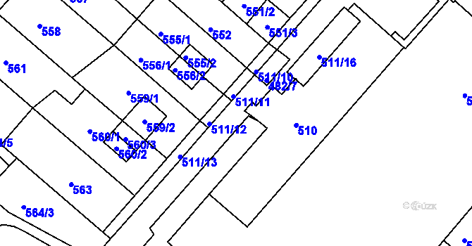 Parcela st. 483/11 v KÚ Chomutov II, Katastrální mapa