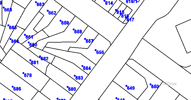 Parcela st. 656 v KÚ Chomutov II, Katastrální mapa