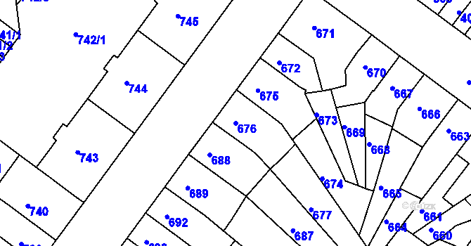 Parcela st. 676 v KÚ Chomutov II, Katastrální mapa