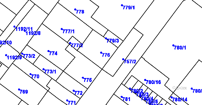 Parcela st. 776 v KÚ Chomutov II, Katastrální mapa