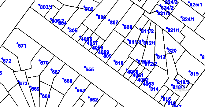 Parcela st. 809 v KÚ Chomutov II, Katastrální mapa