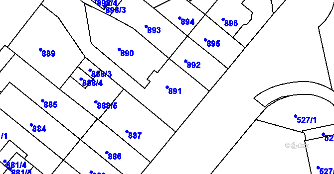 Parcela st. 891 v KÚ Chomutov II, Katastrální mapa