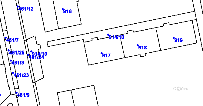 Parcela st. 917 v KÚ Chomutov II, Katastrální mapa