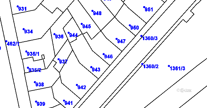 Parcela st. 946 v KÚ Chomutov II, Katastrální mapa