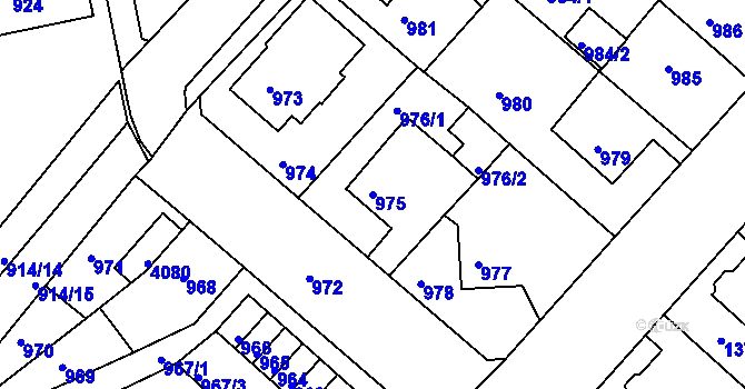 Parcela st. 975 v KÚ Chomutov II, Katastrální mapa