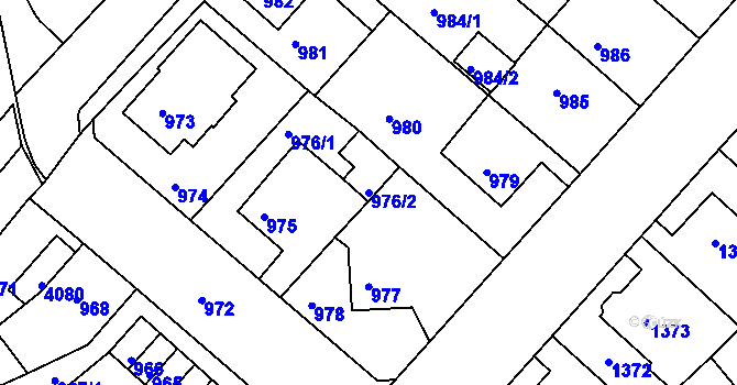 Parcela st. 976/2 v KÚ Chomutov II, Katastrální mapa
