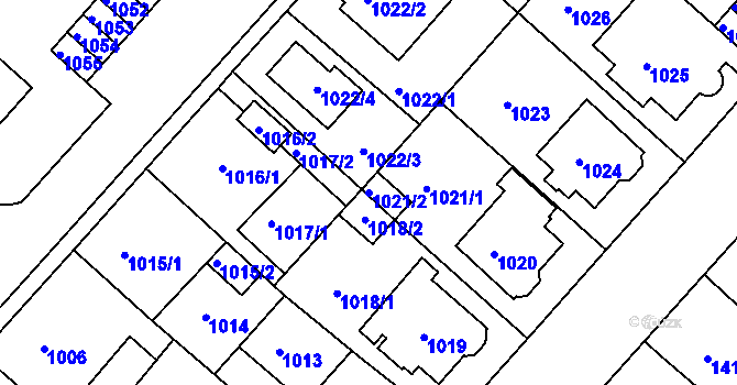 Parcela st. 1021/2 v KÚ Chomutov II, Katastrální mapa