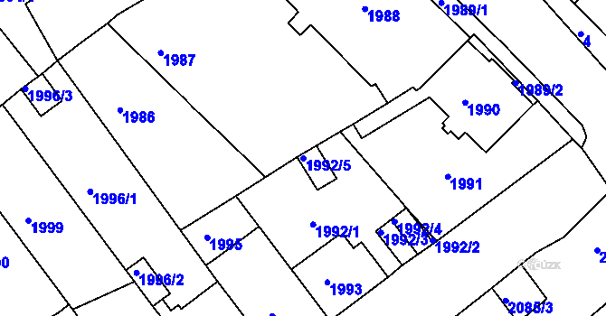 Parcela st. 1992/5 v KÚ Chomutov II, Katastrální mapa