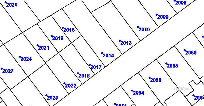 Parcela st. 2014 v KÚ Chomutov II, Katastrální mapa