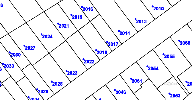 Parcela st. 2018 v KÚ Chomutov II, Katastrální mapa