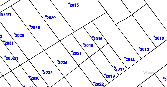 Parcela st. 2019 v KÚ Chomutov II, Katastrální mapa