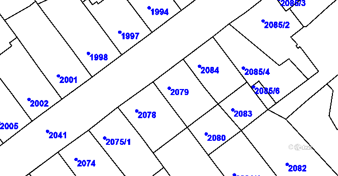 Parcela st. 2079 v KÚ Chomutov II, Katastrální mapa