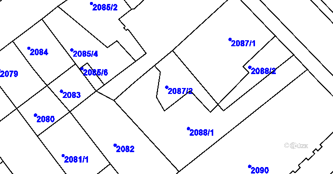 Parcela st. 2087/2 v KÚ Chomutov II, Katastrální mapa