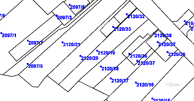 Parcela st. 2120/19 v KÚ Chomutov II, Katastrální mapa