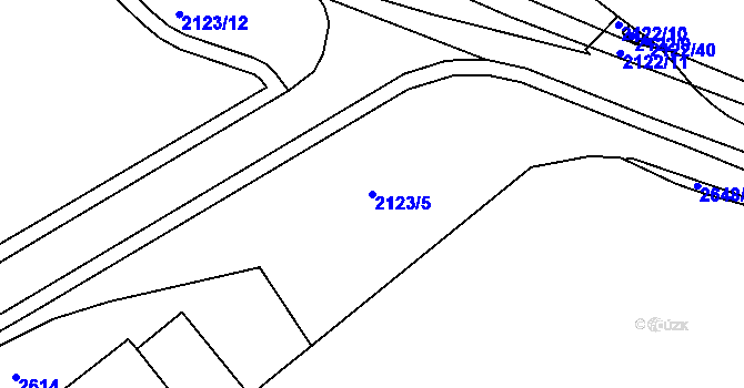 Parcela st. 2123/5 v KÚ Chomutov II, Katastrální mapa