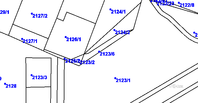 Parcela st. 2123/6 v KÚ Chomutov II, Katastrální mapa