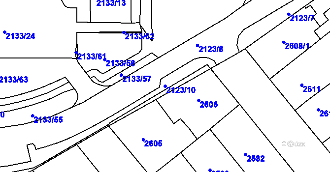 Parcela st. 2123/10 v KÚ Chomutov II, Katastrální mapa