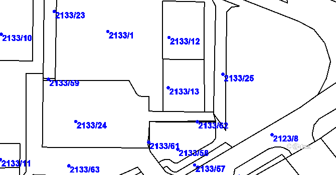 Parcela st. 2133/13 v KÚ Chomutov II, Katastrální mapa