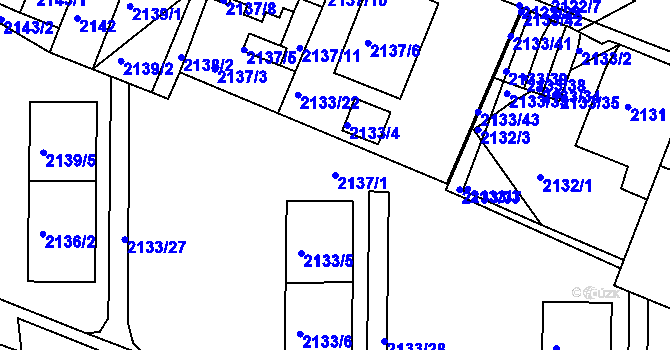 Parcela st. 2137/1 v KÚ Chomutov II, Katastrální mapa