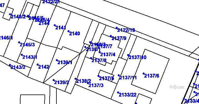 Parcela st. 2137/4 v KÚ Chomutov II, Katastrální mapa