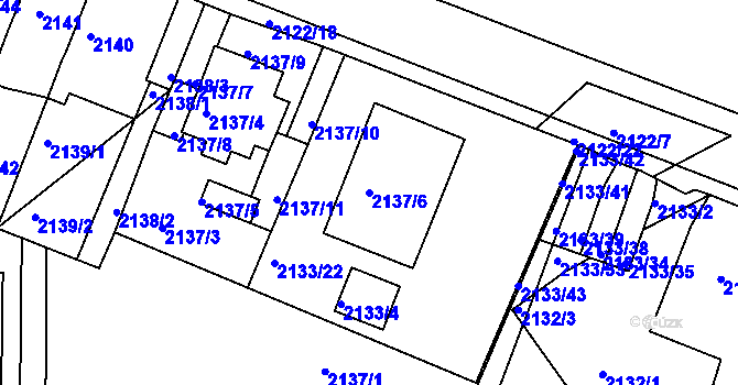 Parcela st. 2137/6 v KÚ Chomutov II, Katastrální mapa