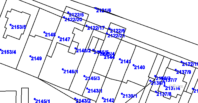 Parcela st. 2145/4 v KÚ Chomutov II, Katastrální mapa