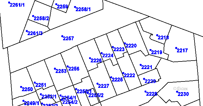 Parcela st. 2224 v KÚ Chomutov II, Katastrální mapa