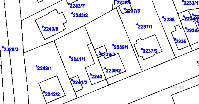 Parcela st. 2239/3 v KÚ Chomutov II, Katastrální mapa