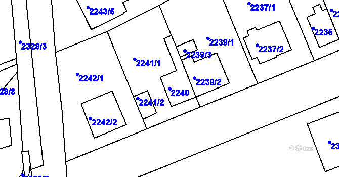 Parcela st. 2240 v KÚ Chomutov II, Katastrální mapa