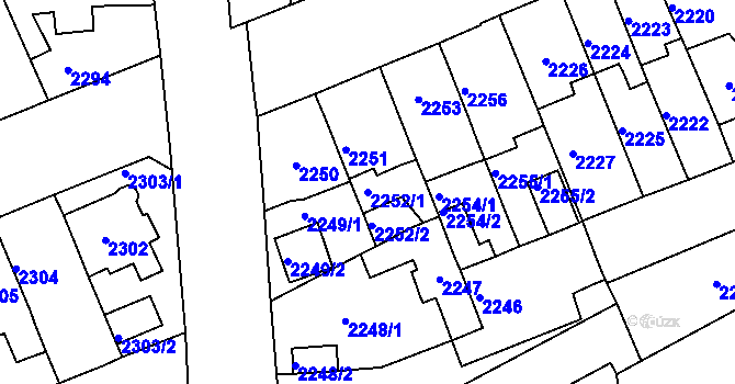 Parcela st. 2252/1 v KÚ Chomutov II, Katastrální mapa
