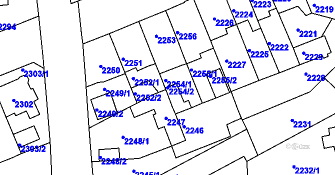 Parcela st. 2254/2 v KÚ Chomutov II, Katastrální mapa