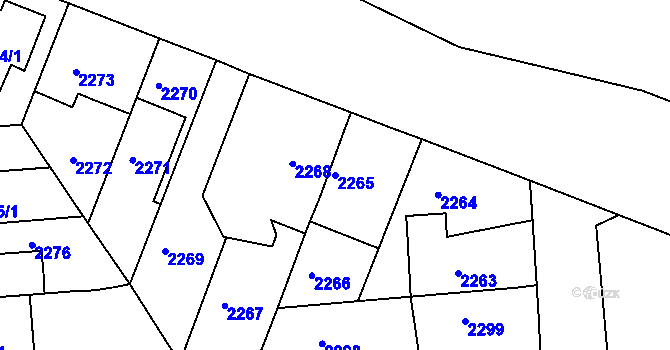 Parcela st. 2265 v KÚ Chomutov II, Katastrální mapa