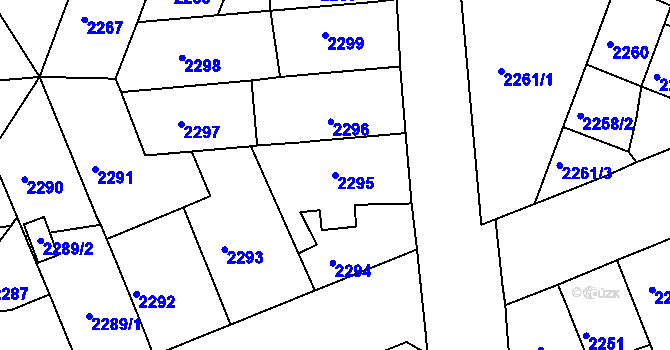 Parcela st. 2295 v KÚ Chomutov II, Katastrální mapa
