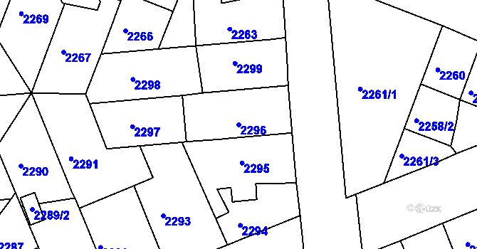Parcela st. 2296 v KÚ Chomutov II, Katastrální mapa