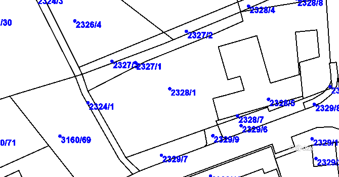 Parcela st. 2328/1 v KÚ Chomutov II, Katastrální mapa