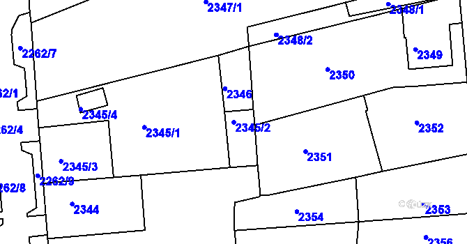 Parcela st. 2345/2 v KÚ Chomutov II, Katastrální mapa
