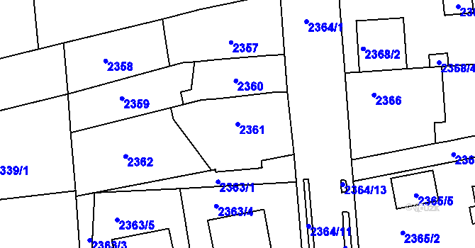 Parcela st. 2361 v KÚ Chomutov II, Katastrální mapa