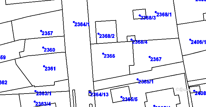 Parcela st. 2366 v KÚ Chomutov II, Katastrální mapa