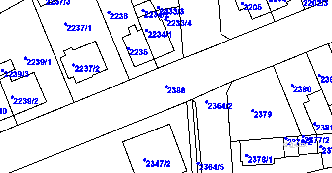 Parcela st. 2388 v KÚ Chomutov II, Katastrální mapa