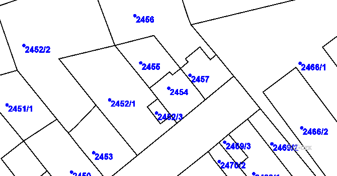 Parcela st. 2454 v KÚ Chomutov II, Katastrální mapa