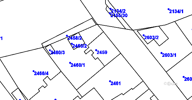 Parcela st. 2459 v KÚ Chomutov II, Katastrální mapa