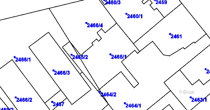Parcela st. 2465 v KÚ Chomutov II, Katastrální mapa