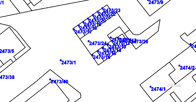 Parcela st. 2473/15 v KÚ Chomutov II, Katastrální mapa